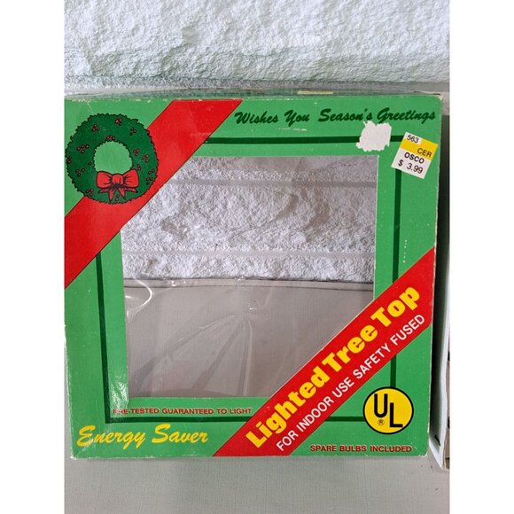 Vintage UL Lighted Tree Top Gold Star Design Christmas Use Bulbs Original Box - Picture 3 of 9